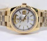 Copy Rolex Day-Date 36mm President Band White MOP Watch All gold
